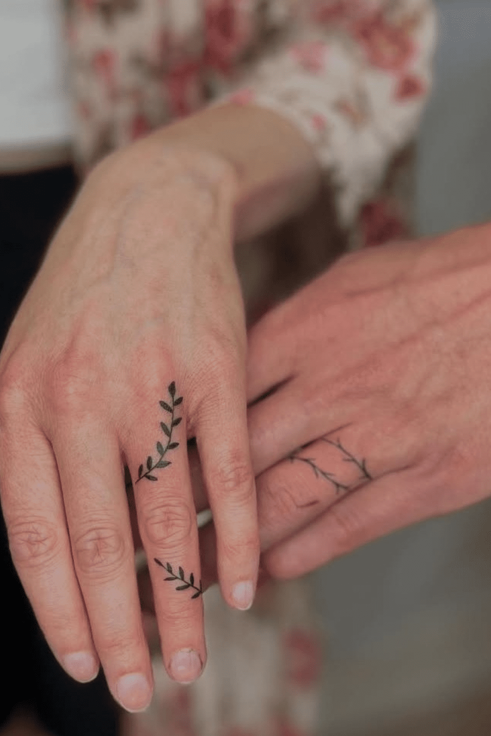 Floral Matching Wedding Tattoos