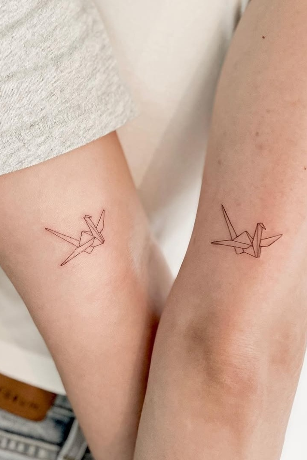 Paper crane matching tattoos Paper crane matching tattoos