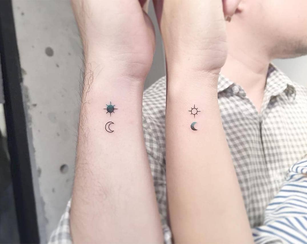 Sun and moon Matching Tattoo for Couple Sun and moon Matching Tattoo for Couple